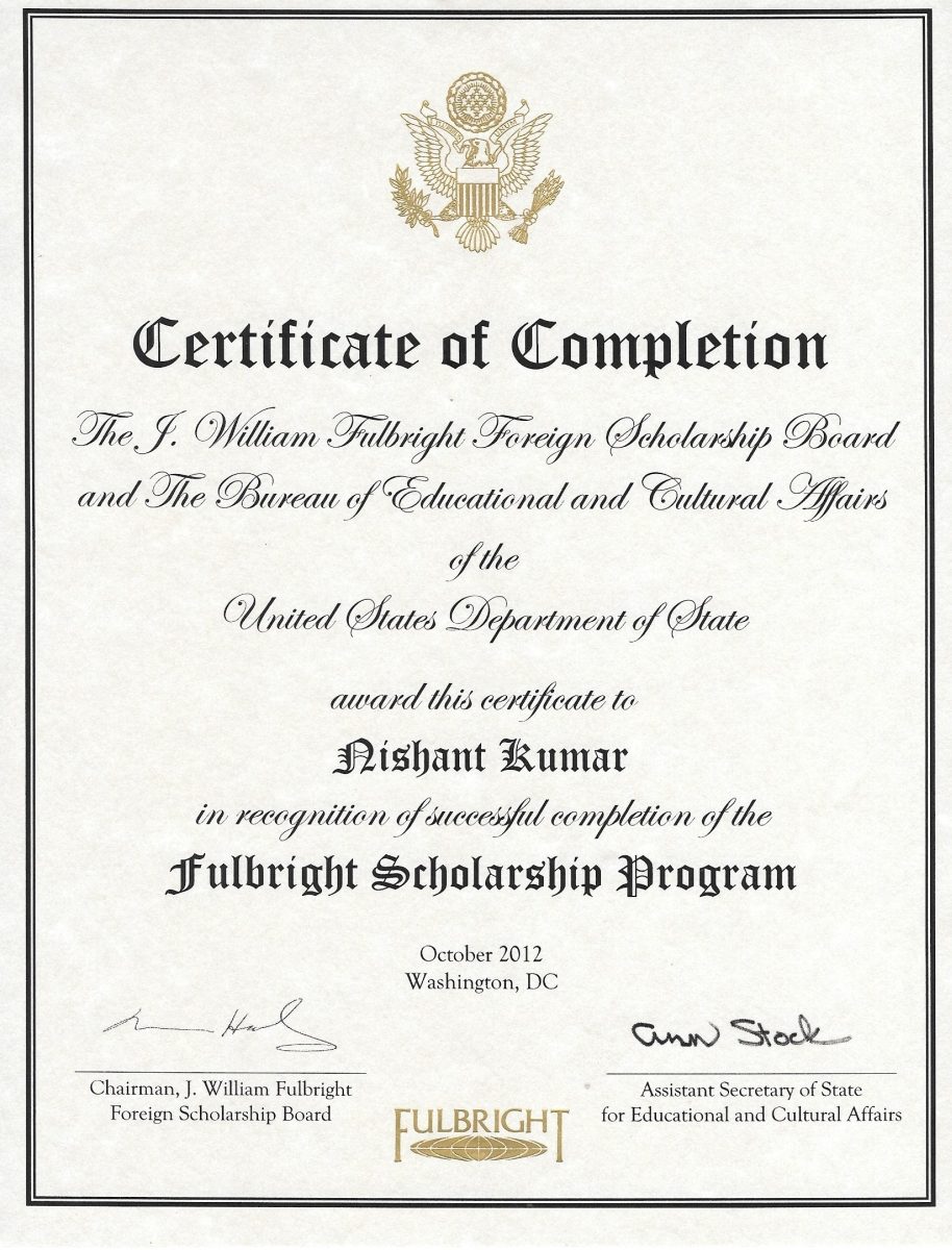 Fullbright Scholarship - Dr. Nishant Kumar